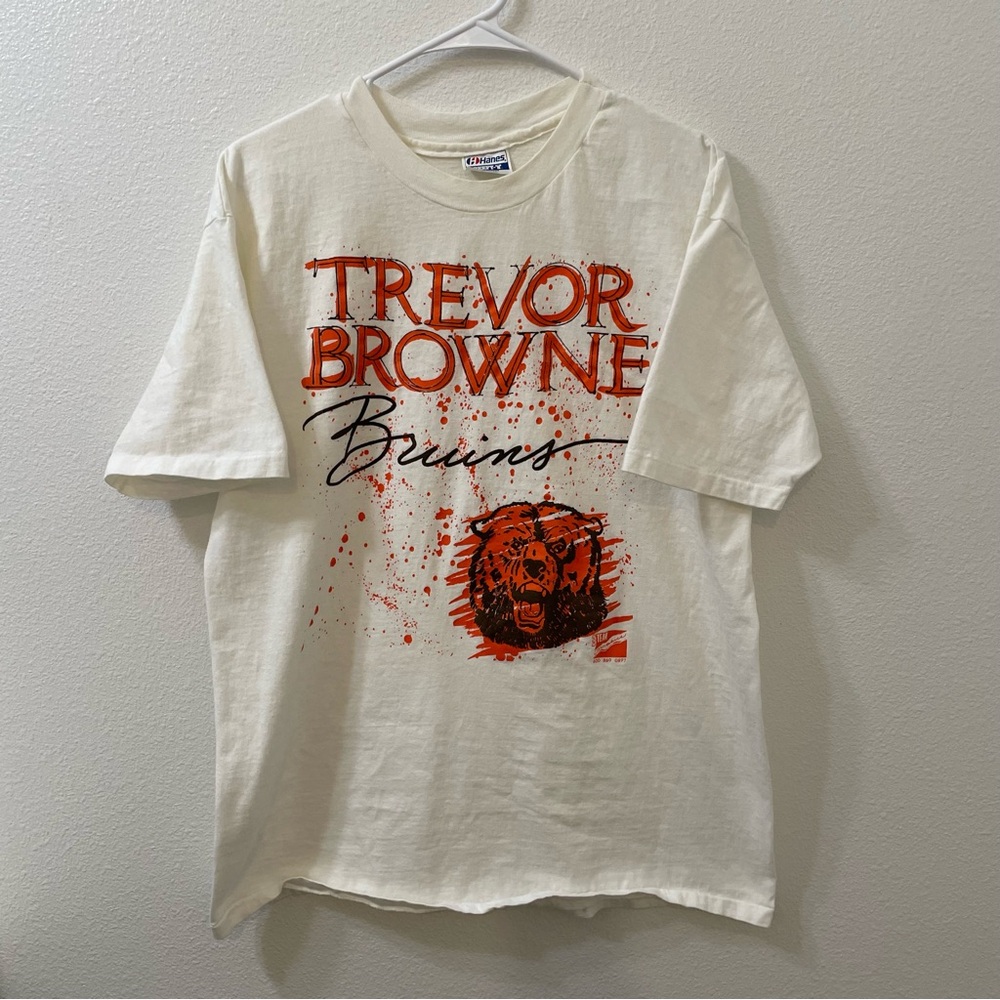 Trevor Browne Bruins high school shirt white orange vintage xl